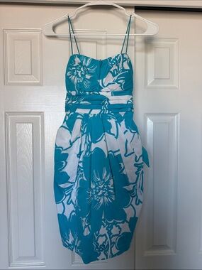 Turquoise Floral Strapless Sundress